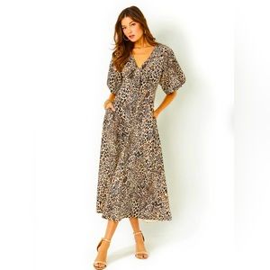 Lilly Pulitzer CLAIRANNE ELBOW SLEEVE MAXI DRESS - MACADAMIA BIG PATTE…